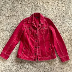 Amber Sun red jean jacket. Size Small